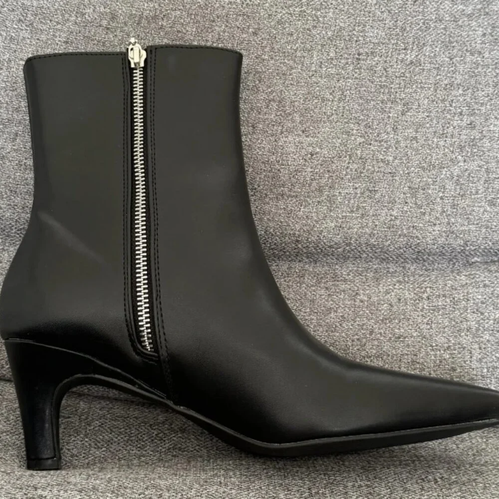 French Connection Alex Kitten Heel Bootie Black 8 US NWB
